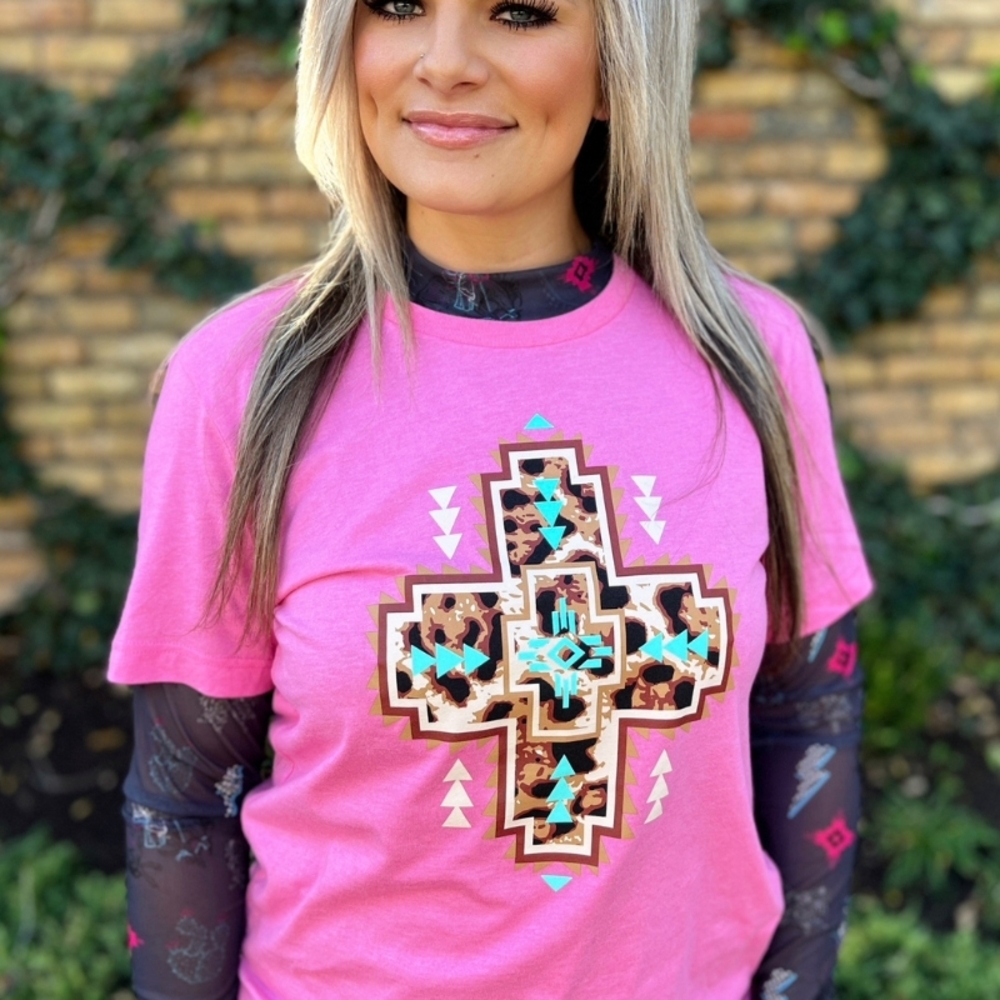 Pink Graphic T-Shirt with Geometric Design